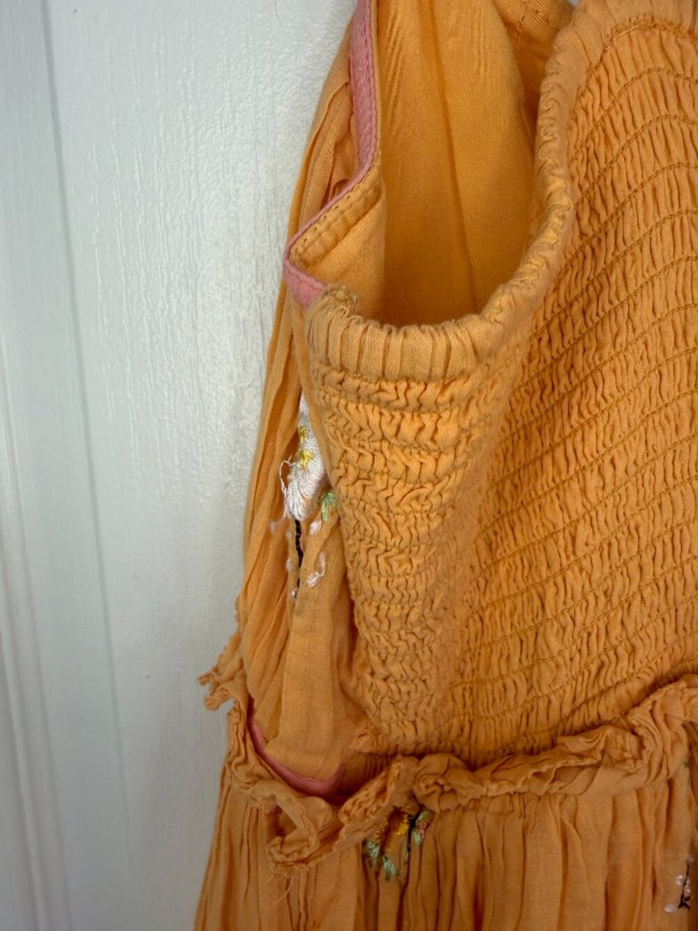 Free People Alana Babydoll Dress- Mini- Yellow/Orange-Embroidered-M-MSRP  $128 - Picture 14 of 16